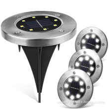 Wason Hot Sale 8LED Auto On/off Night Security Disk Powered Led Garden Light Walkway Outdoor Solar Ground Lights
